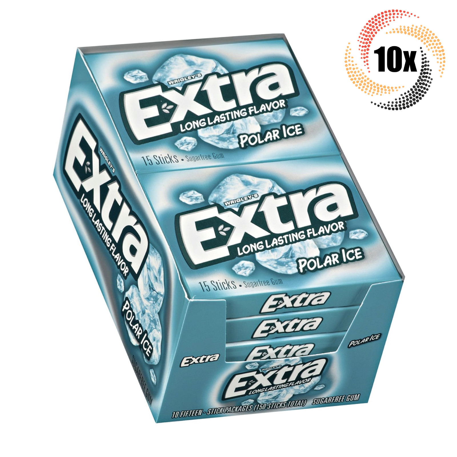 Full Box 10x Packs Wrigley’s Extra Polar Ice Flavor Gum | 15 Sticks Per Pack