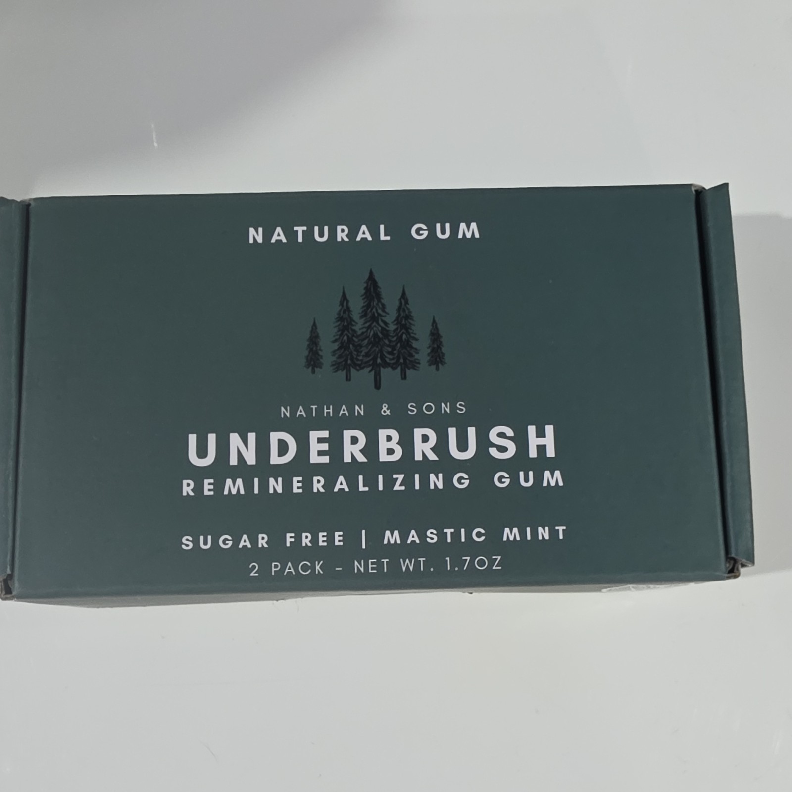 Nathan & Sons Underbrush Remineralizing Sugar Free Gum Mastic Mint 2 Pack 1.7 oz