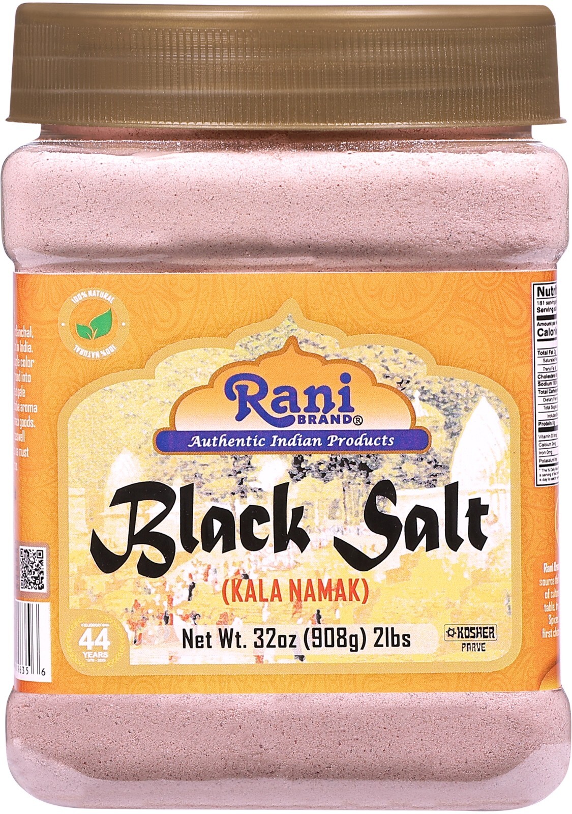 Rani Black Salt Powder (Kala Namak) Mineral 32oz (2lbs) 908g Bulk PET Jar
