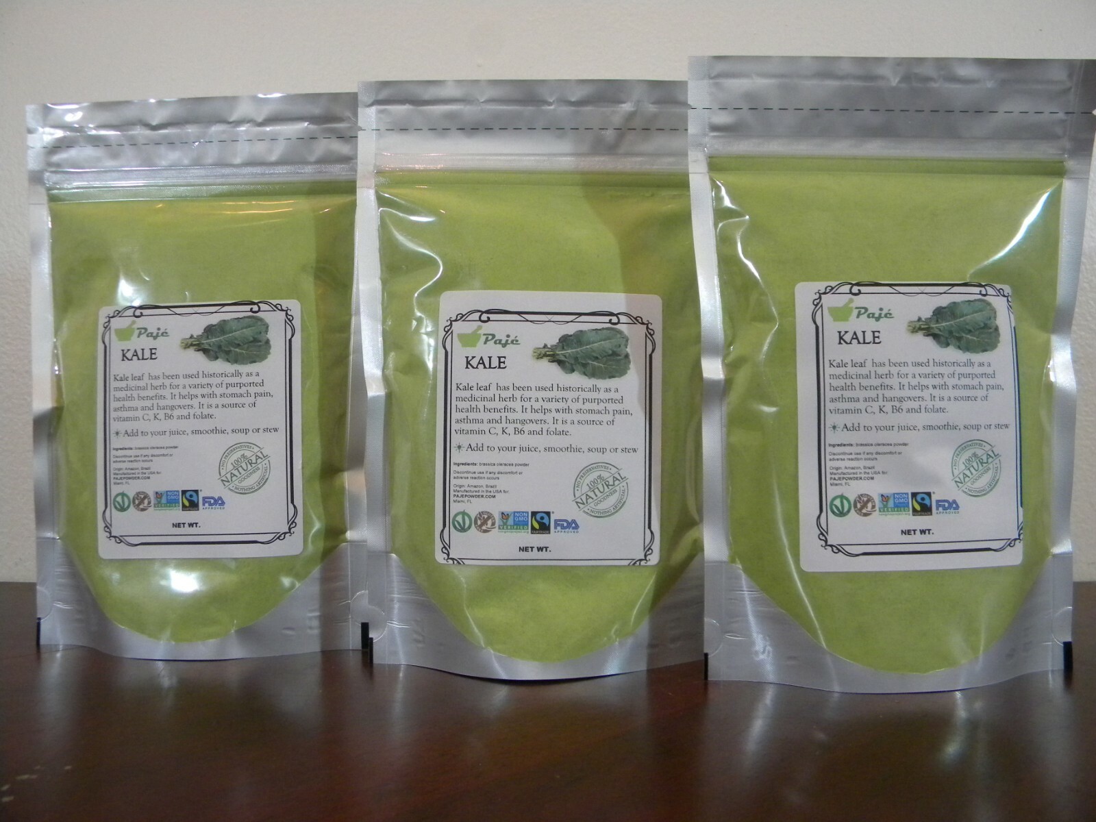KALE powder 8oz – 1/2 lb gluten free, non-GMO PAJE POWDER produce from BRAZIL