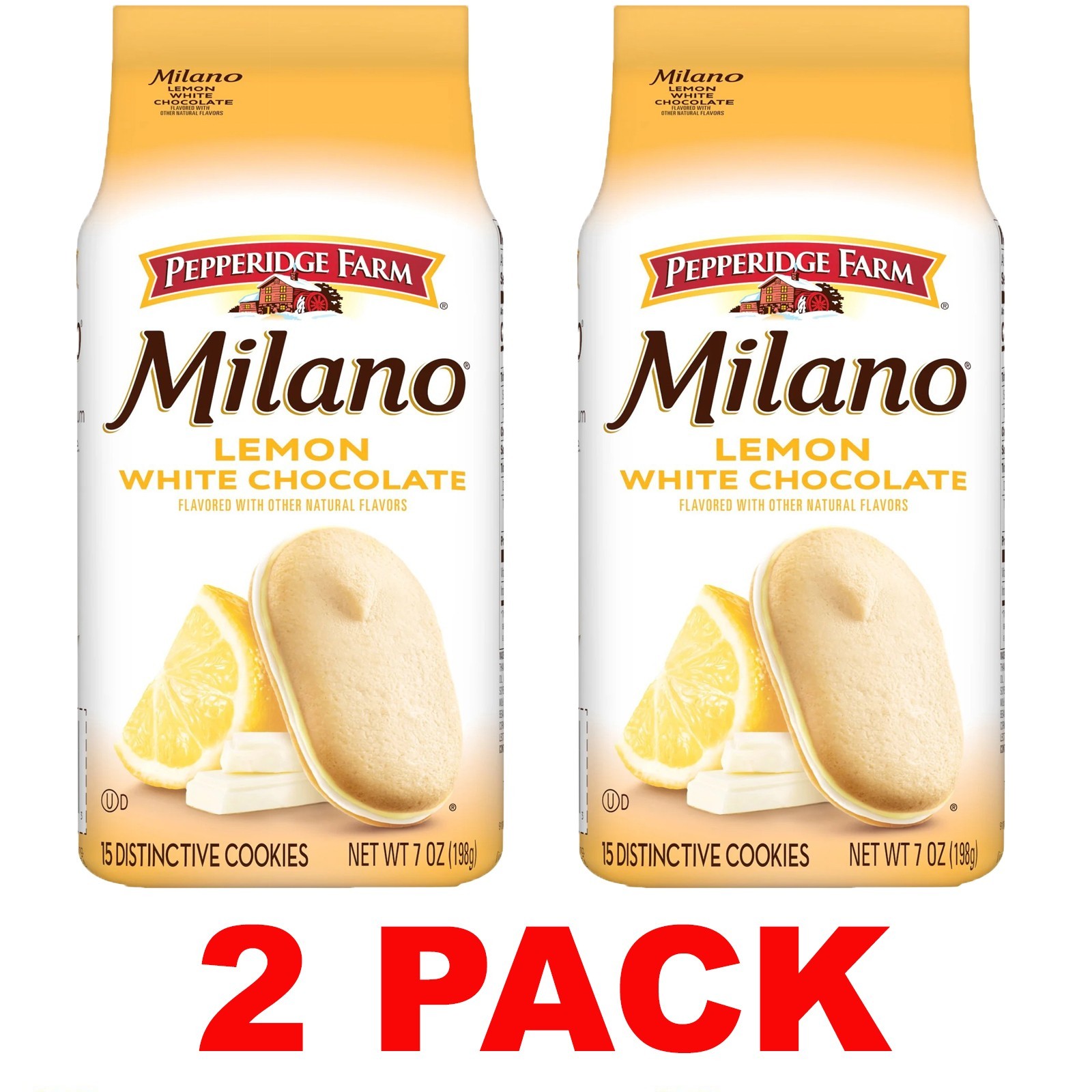 PEPPERIDGE FARM Milano Lemon White Chocolate Cookies 7 oz Bag New – 2 PACK