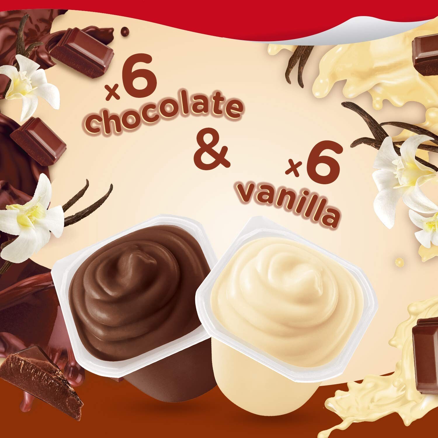 Chocolate and Vanilla Flavored Pudding Cups Family Pack 12 Count Pudding Cups