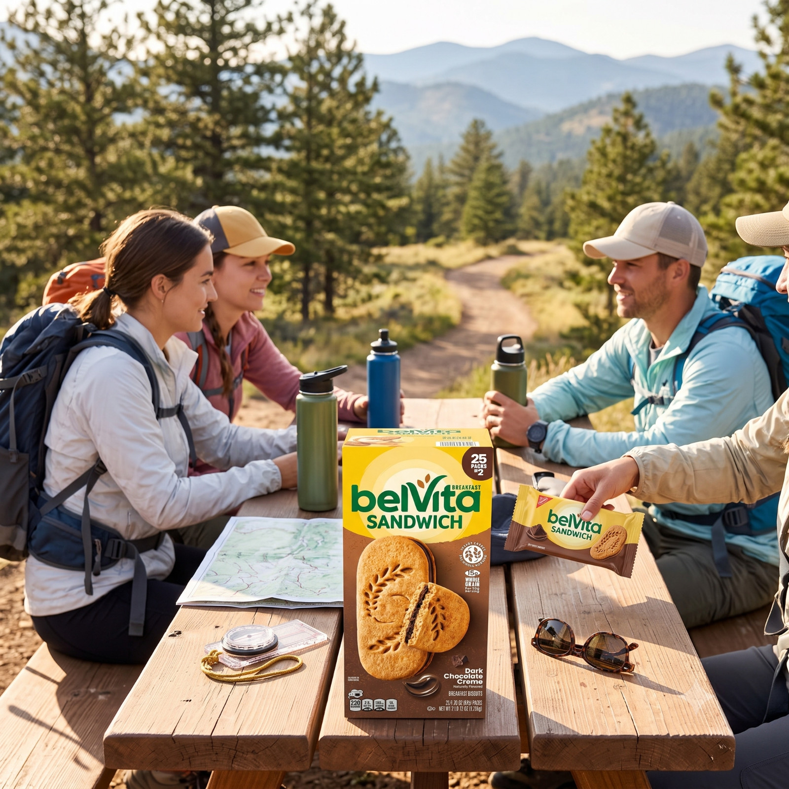 4 Pack belVita Breakfast Sandwich Biscuits, Dark Chocolate Creme, 25-count
