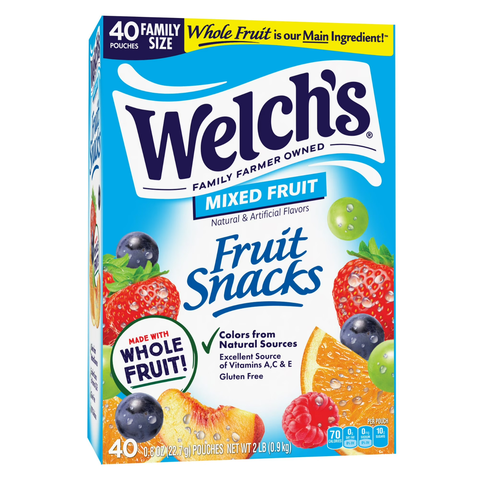 Welch’s Fruit Snacks Gluten Free Mixed Fruit Soft Fruit Snacks, .8 oz, 40 Count.