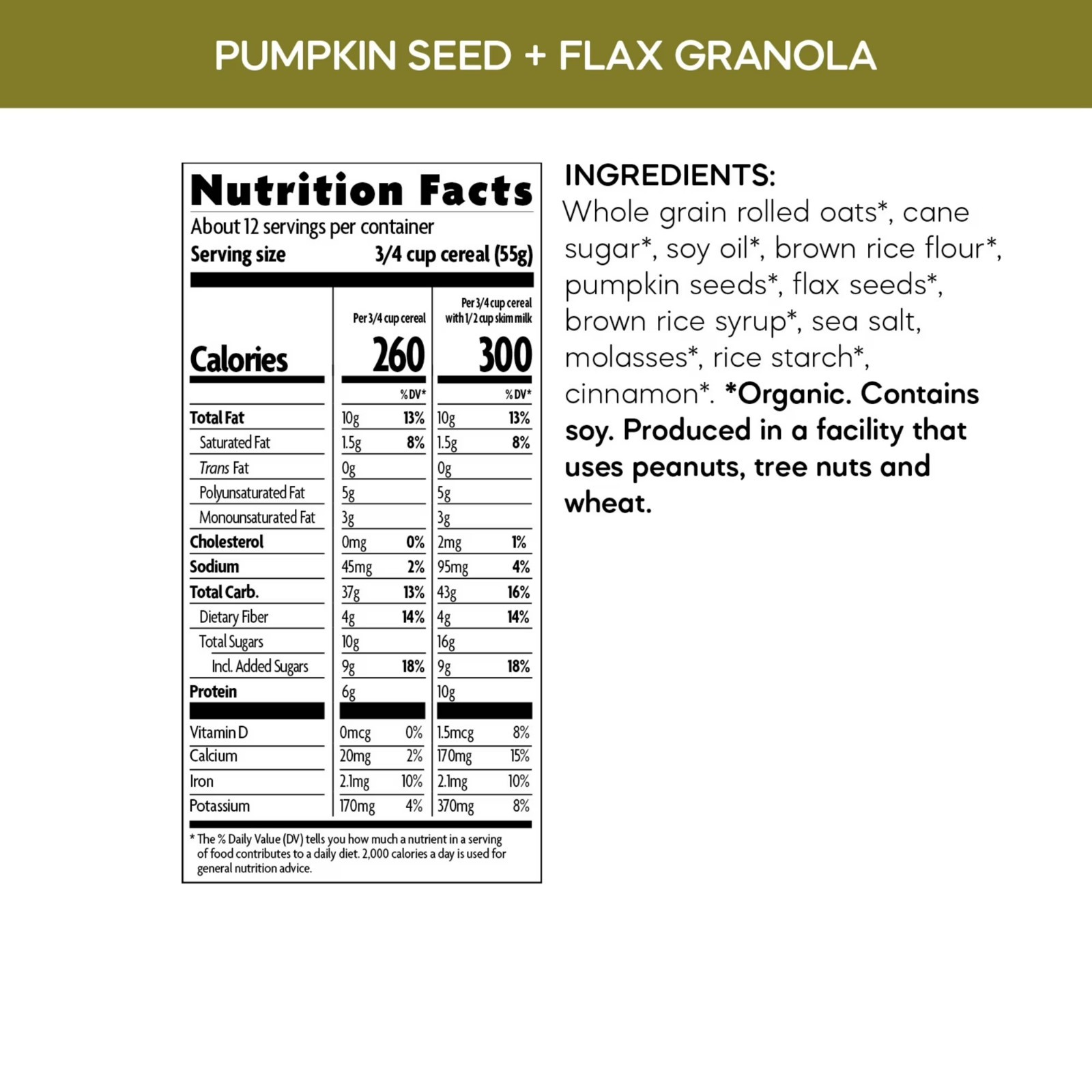 Nature’s Path Organic Granola, Pumpkin Seed + Flax, 28.2oz Box