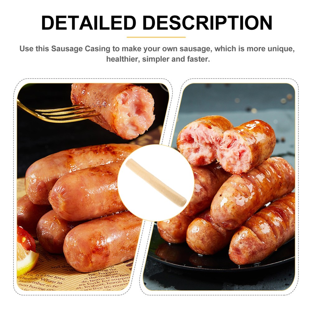1 Pack Reusable Natural Beige Collagen Sausage Casing for Hot Dog Making