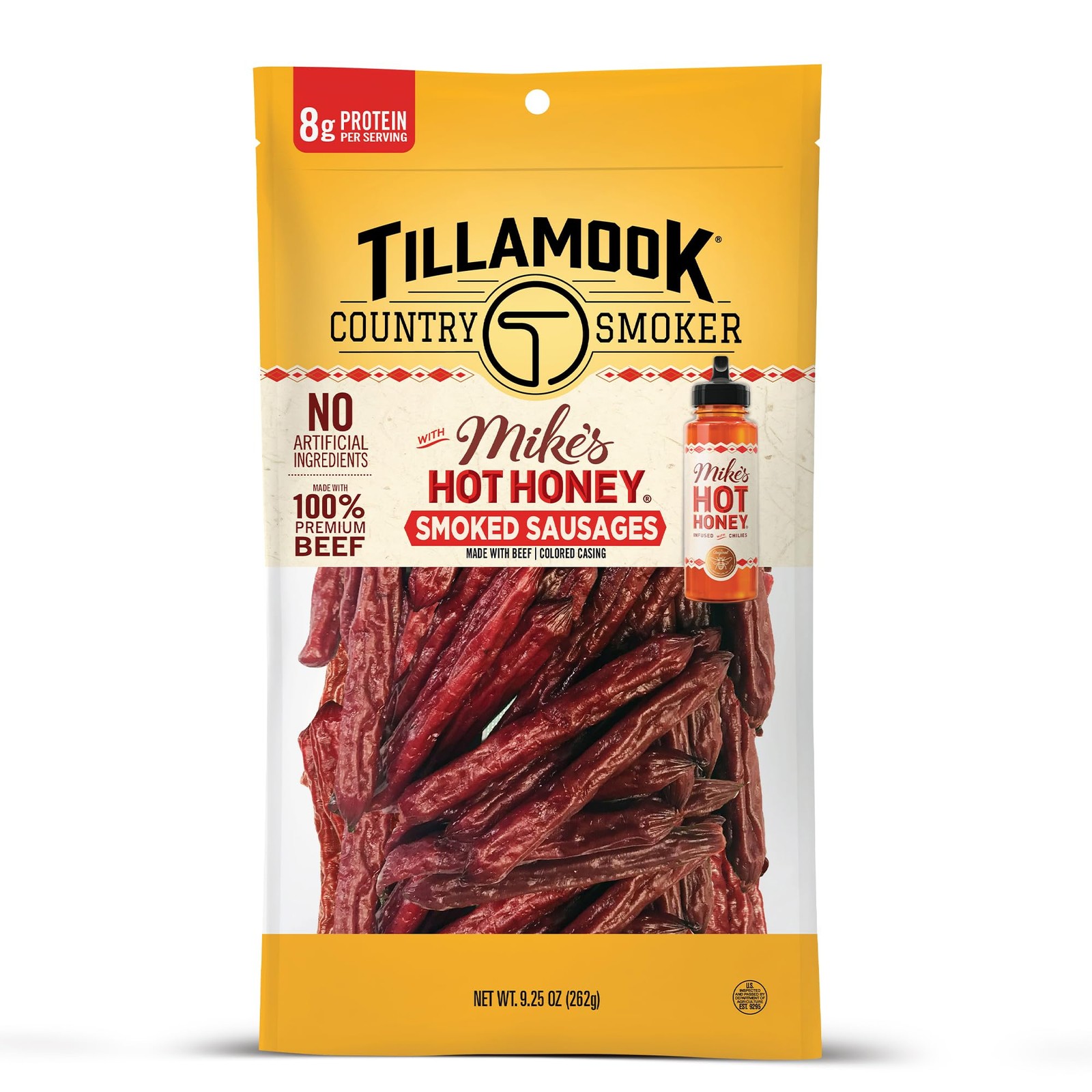 Tillamook Country Smoker 100% Beef Smoked Sausage, Mike’s Hot Honey, 9.25oz