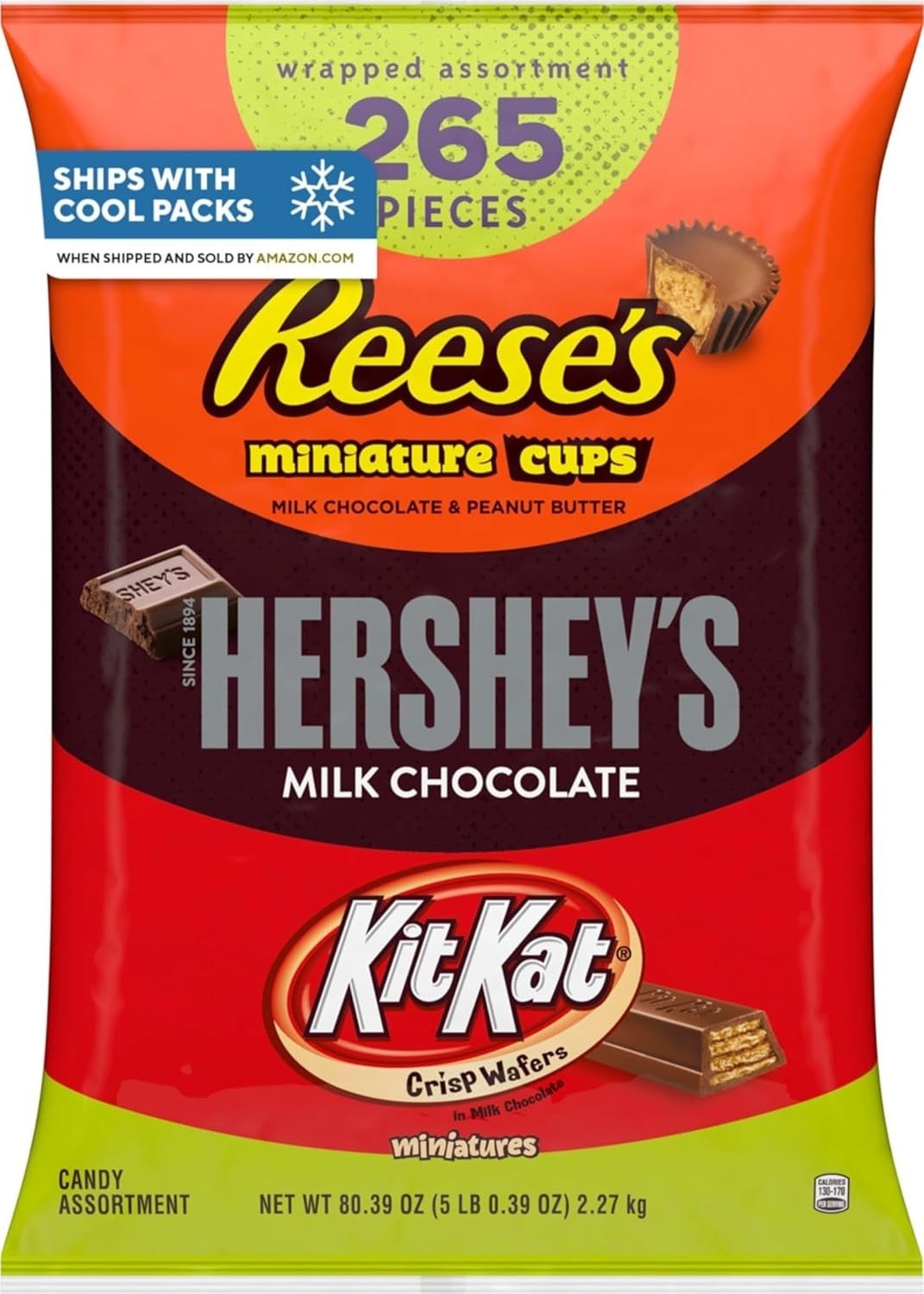 KIT KAT & REESE’S Bulk Assorted Chocolate Candy Bag, 80.32 oz – 265 Pieces