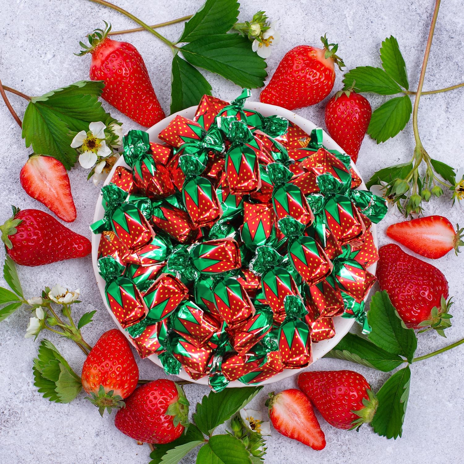 Strawberry Filled Hard Candy Bon Bons 2 lbs Bulk Pack – Individually Wrapped …