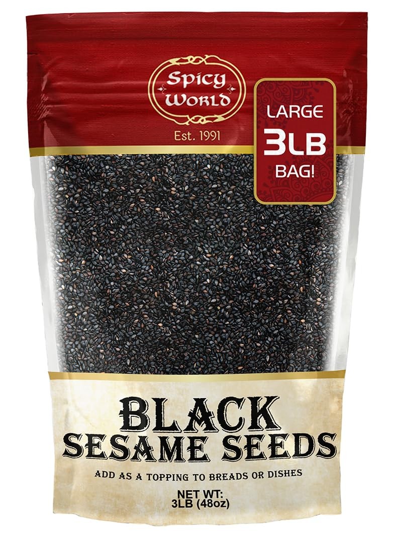 Raw Black Sesame Seeds 3 LB Bag – Natural – By
