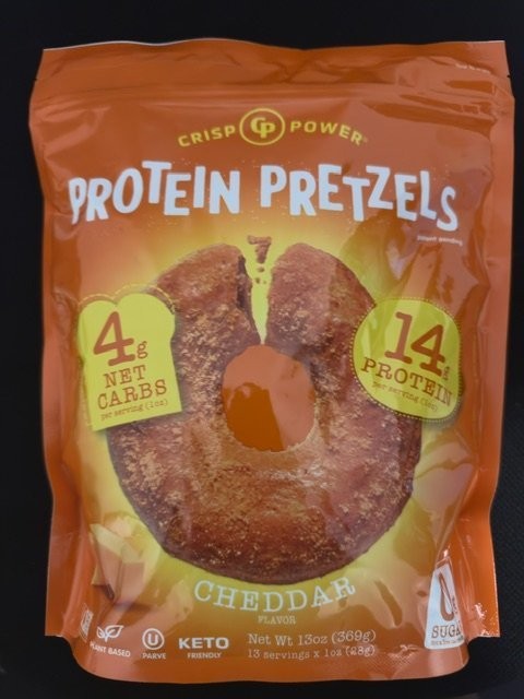 Crisp Power Cheddar Flavor Protein Pretzels 13 Oz Orange Plant Based 0g Sugar