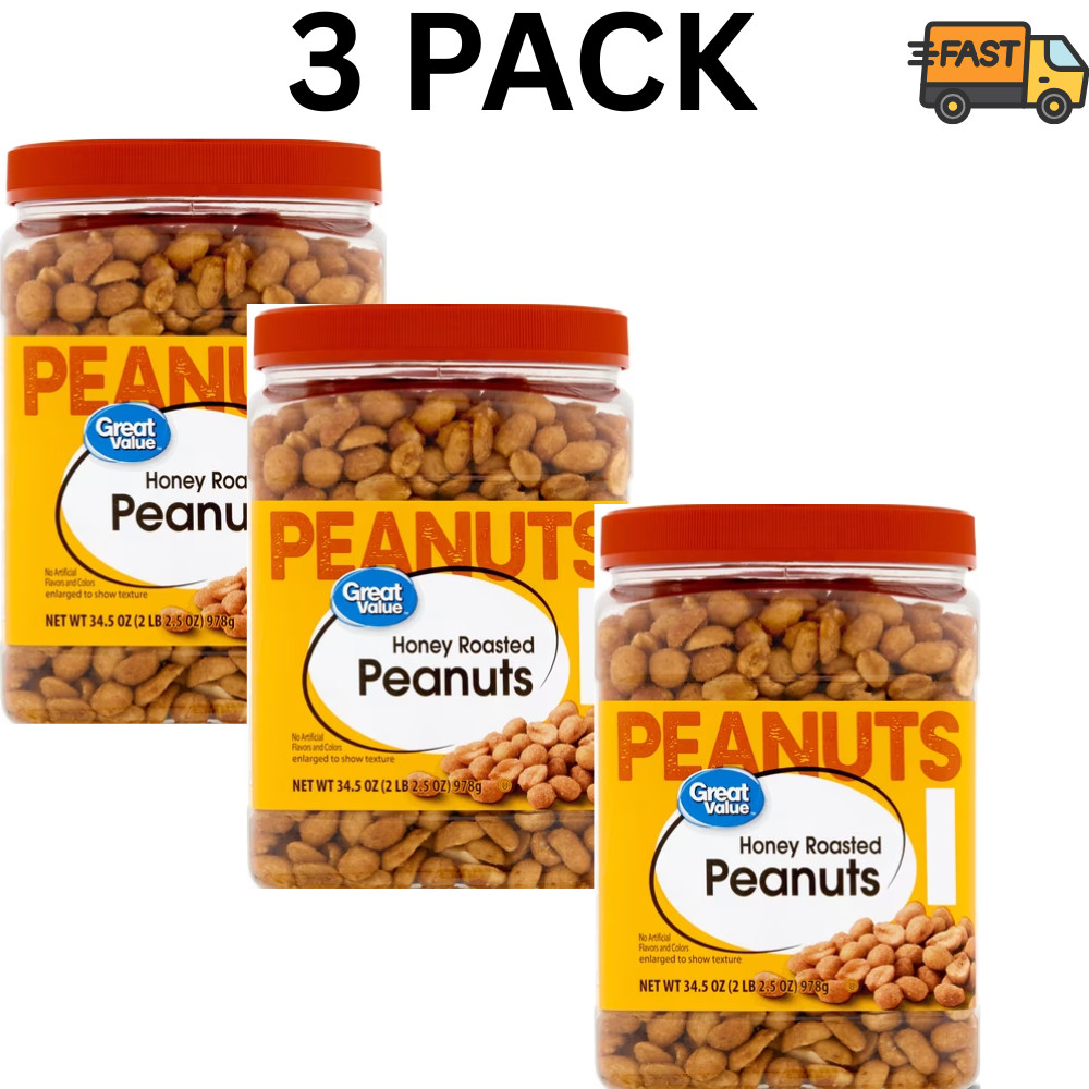 Great Value Honey Roasted Peanuts 34.5 Oz Pack of 3