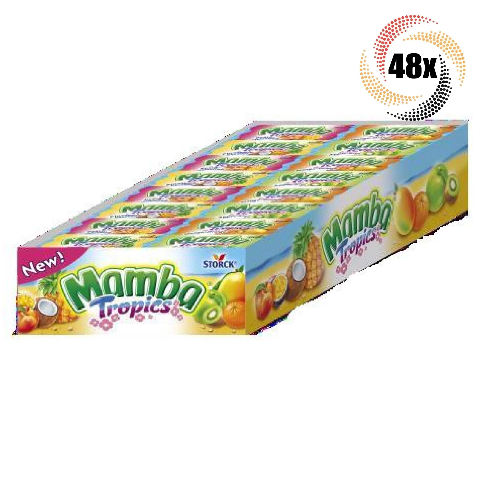 Full Box 48 Packs Storck Mamba Tropics Fruit Chews – .93oz | 6 Chews Each
