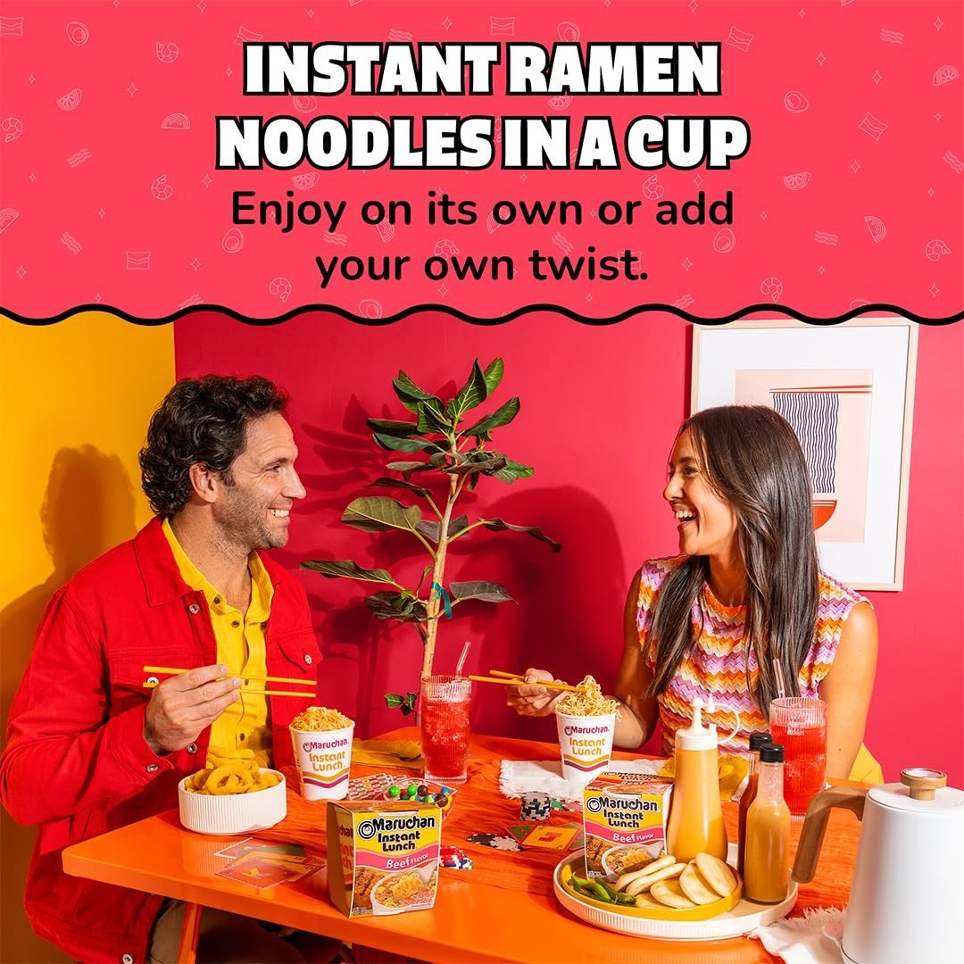 Satisfying Instant Beef Ramen Cups – Ready in 3 Minutes, 2.25 Oz – 12 Pack