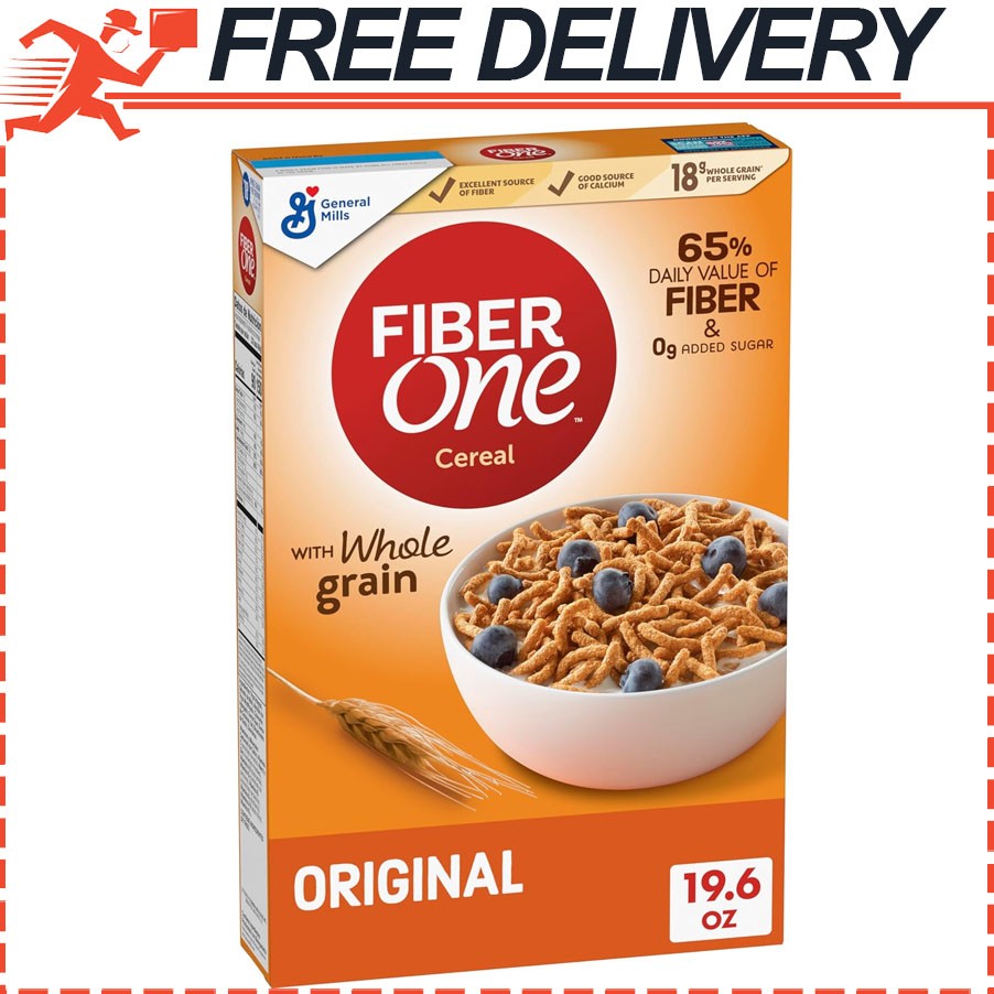 Fiber One Cereal, High Fiber Cereal Made w/ Whole Grain, No Added Sugar, 19.6 oz