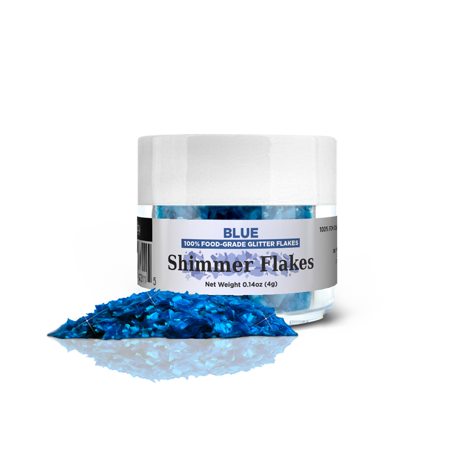 Blue Edible Shimmer Flakes 4g Jar | Edible Glitter Freezer & Bake Safe Flakes