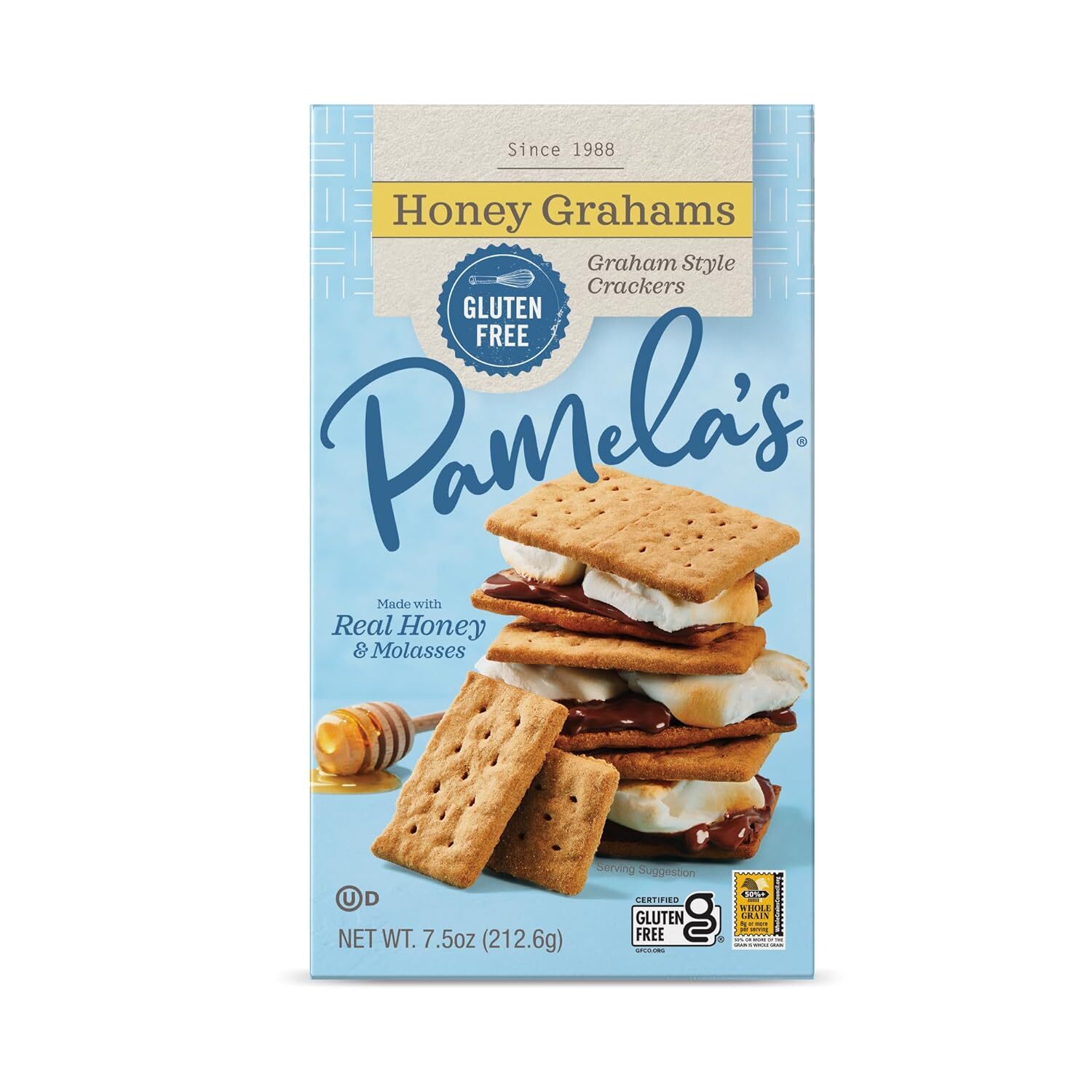 Pamela’s Gluten Free Graham Crackers, Honey, Pie Crust, S’mores & Snacks, 7.5 Ou
