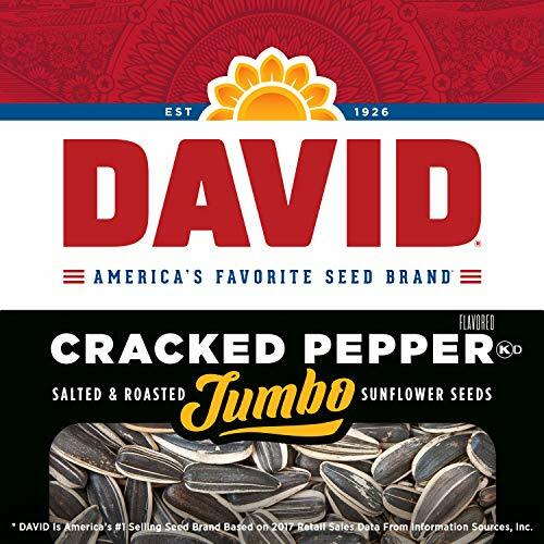 DAVID Roasted Salted Cracked Pepper Jumbo Sunflower Seeds 5.25 oz [12-Bags]