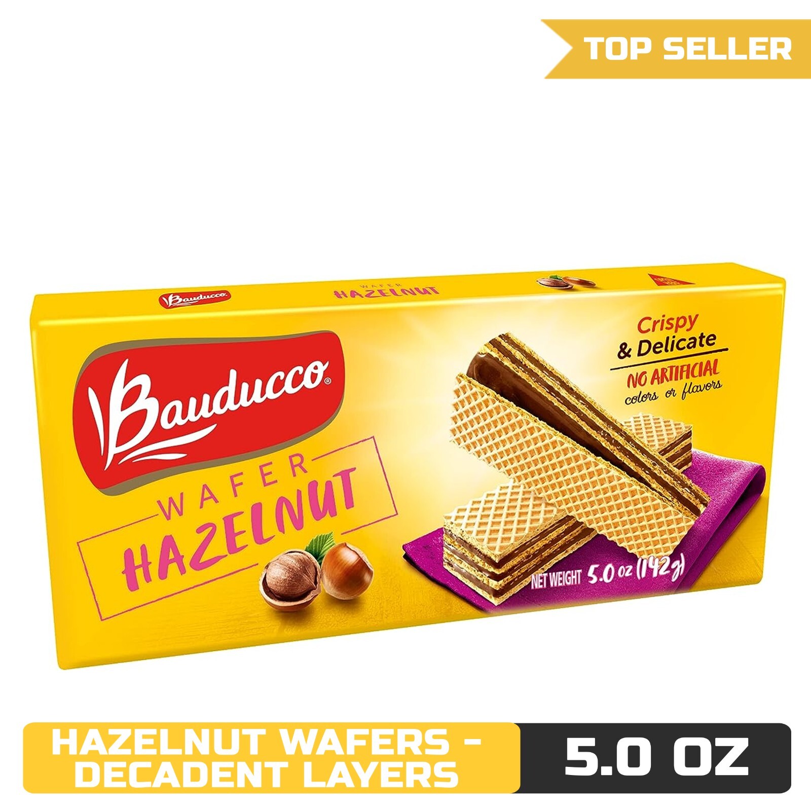 Bauducco Hazelnut Wafers – Indulgent Layers of Hazelnut Flavored Cream, 5.0 oz