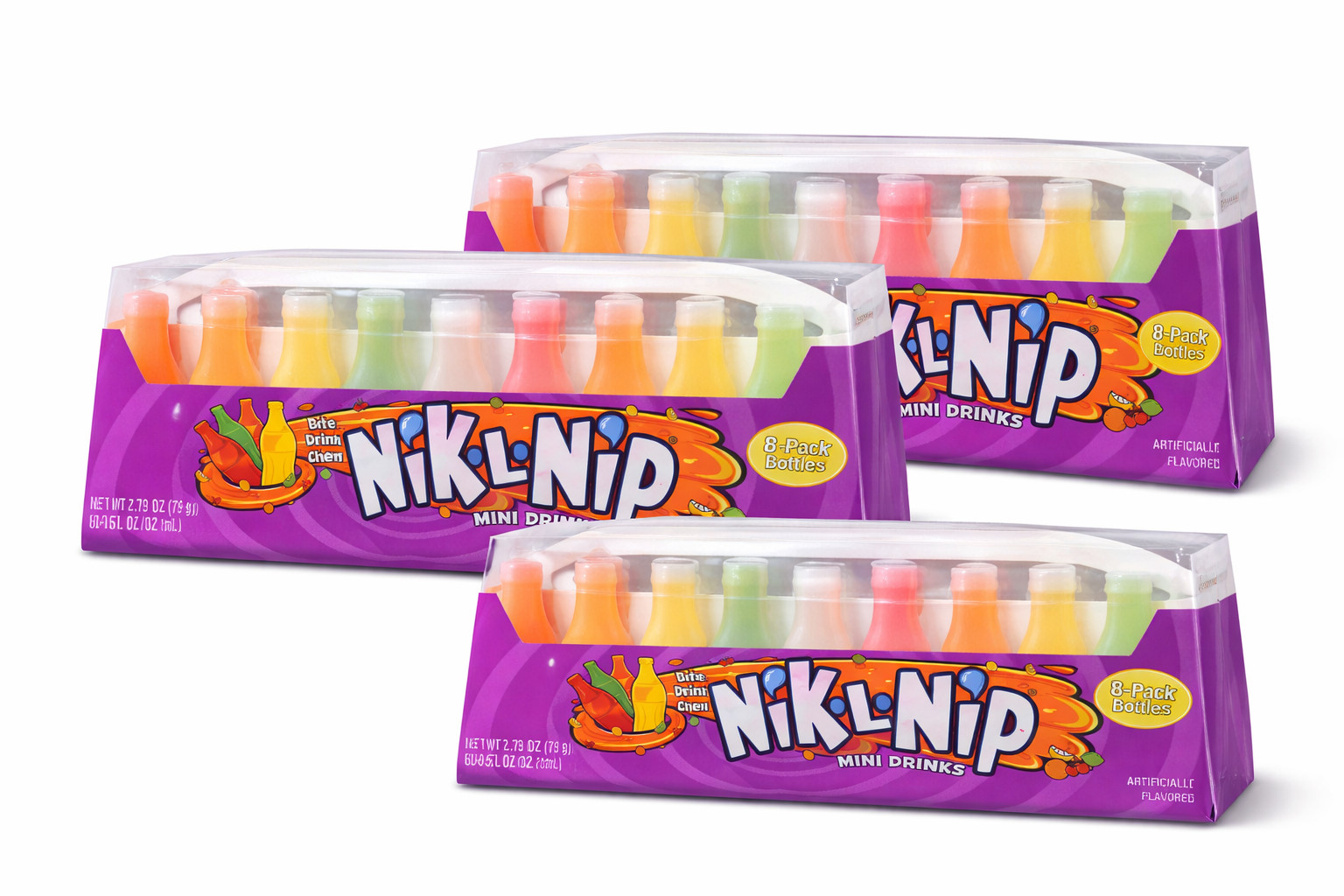 Nik-L-Nip Mini Drinks Candy 8 Count Liquid Candy in Wax Bottle