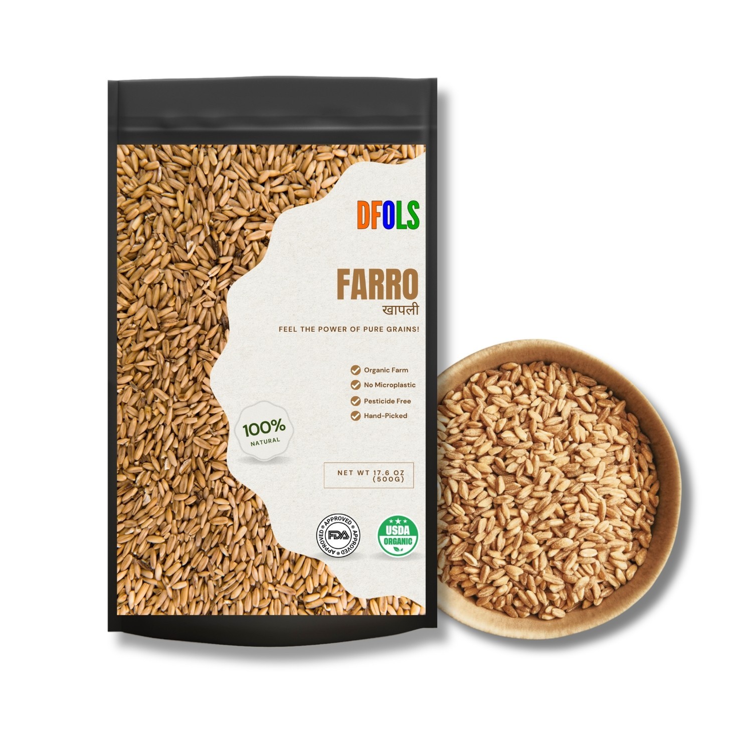 DFOLS Farro Whole Grain Italian Wheat 0.55lb 8.82oz 250g ファッロ