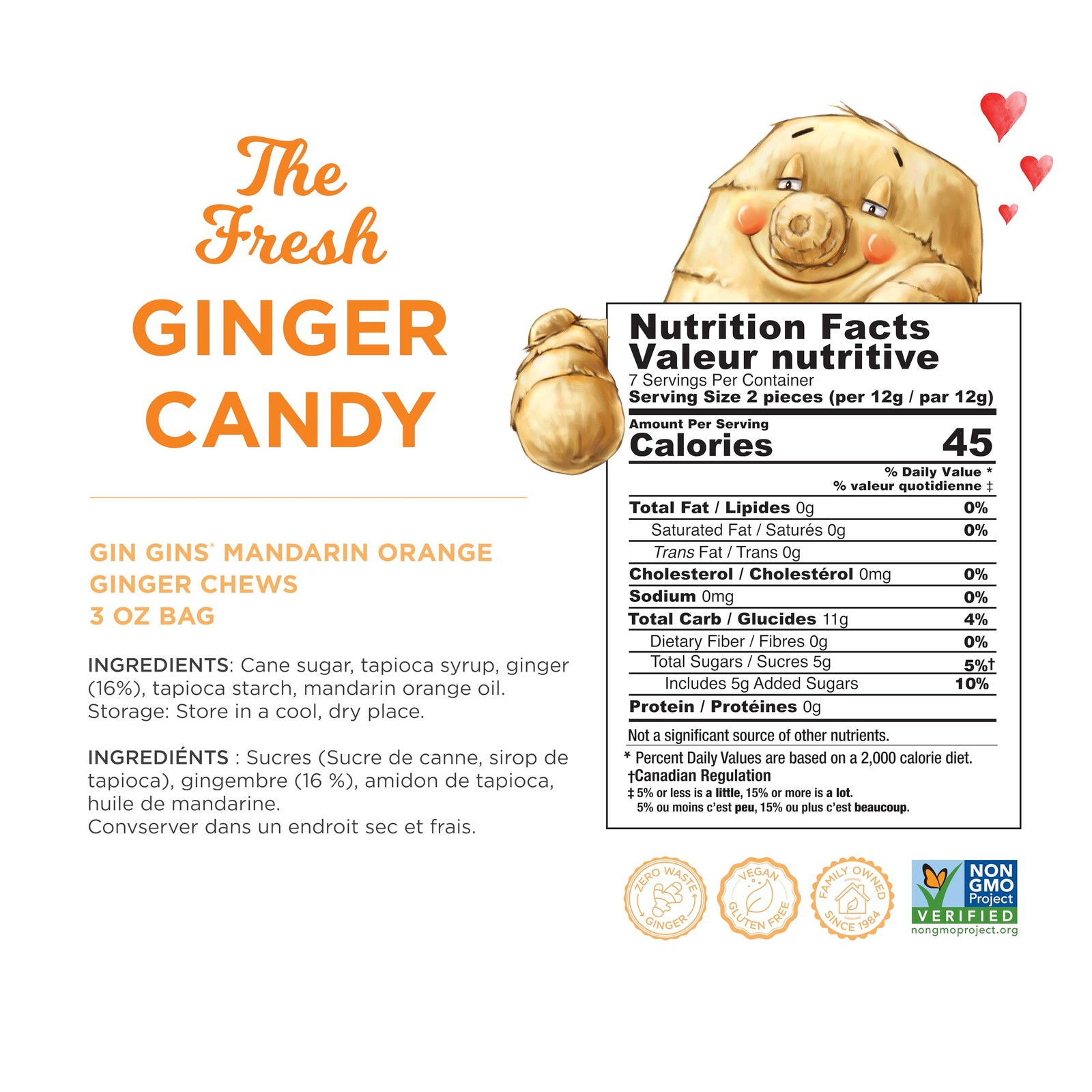 GIN GINS Mandarin Orange Ginger Chews – Natural Fresh Ginger Candy by – Indiv…