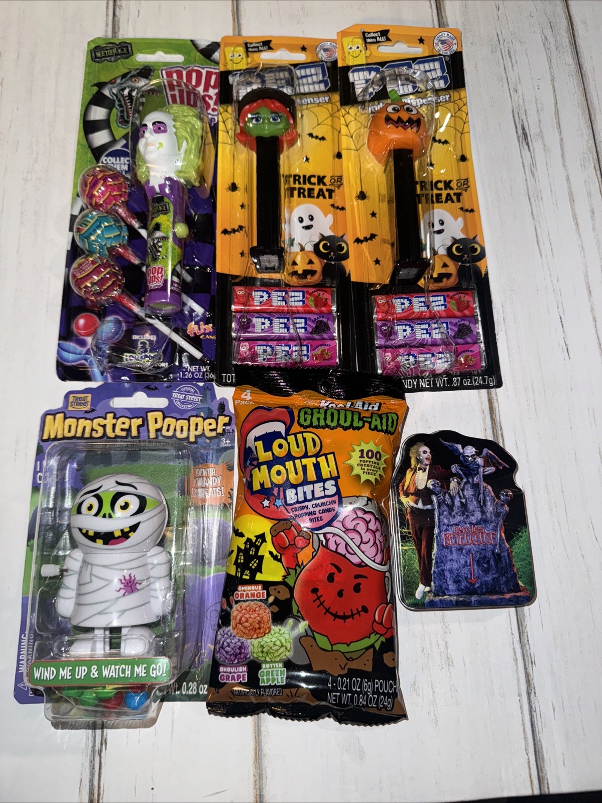 Beetlejuice Pop Ups! Flix Candy Lollipop Pez Lot Halloween Candy Monster Pooper