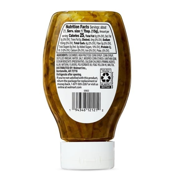 Great Value Sweet Squeeze Relish 10 fl oz Bottle Pickle Condiment 4 Pack