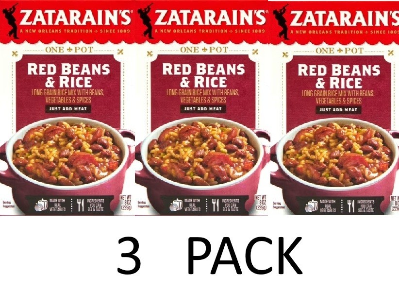 Zatarain’s No Artificial Flavors Red Beans & Rice Mix 8 oz Box – 3 PACK