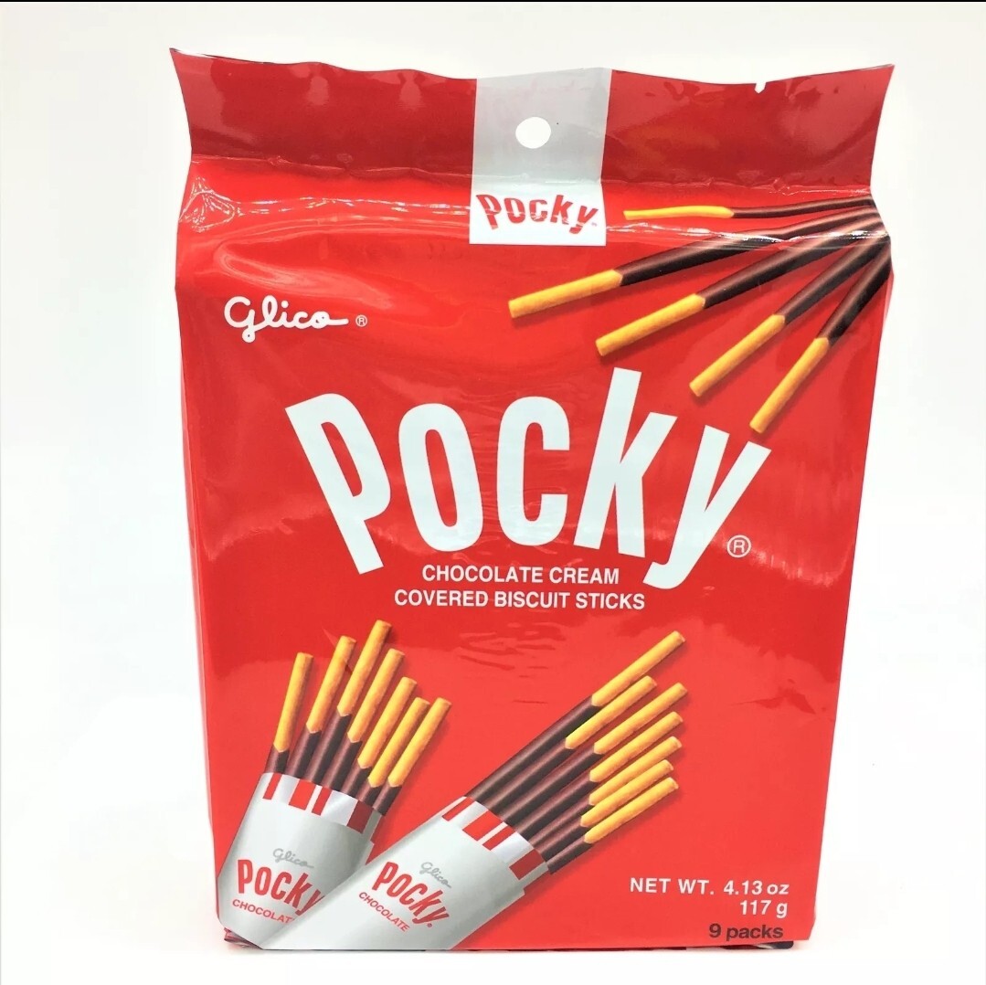 Glico Pocky, Chocolate Cream Covered Biscuit Sticks (9 Individual Bags), 4.13 oz