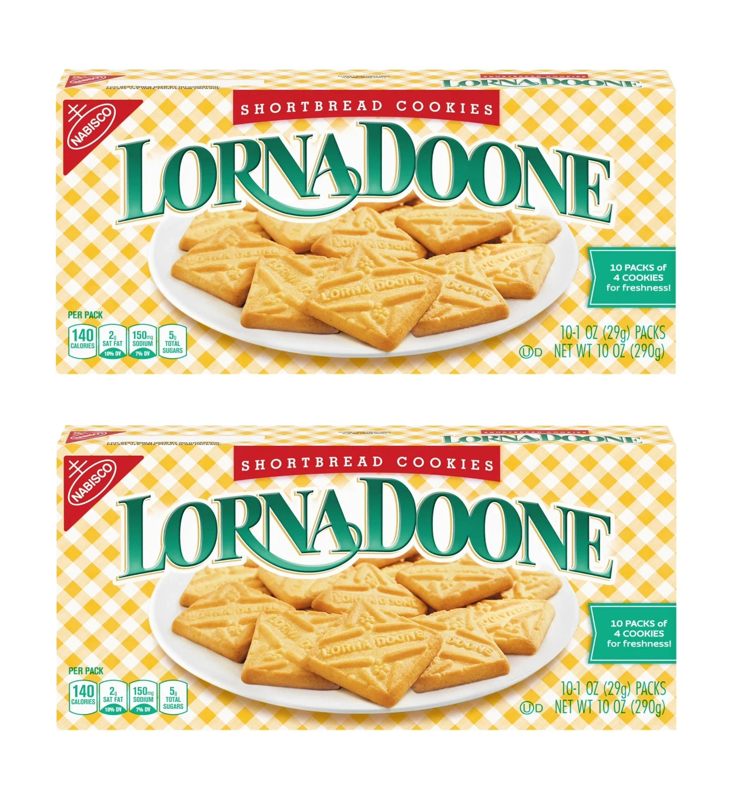 (2 pack) Lorna Doone Shortbread Cookies, 10 Snack Packs (4 Cookies Per Pack)