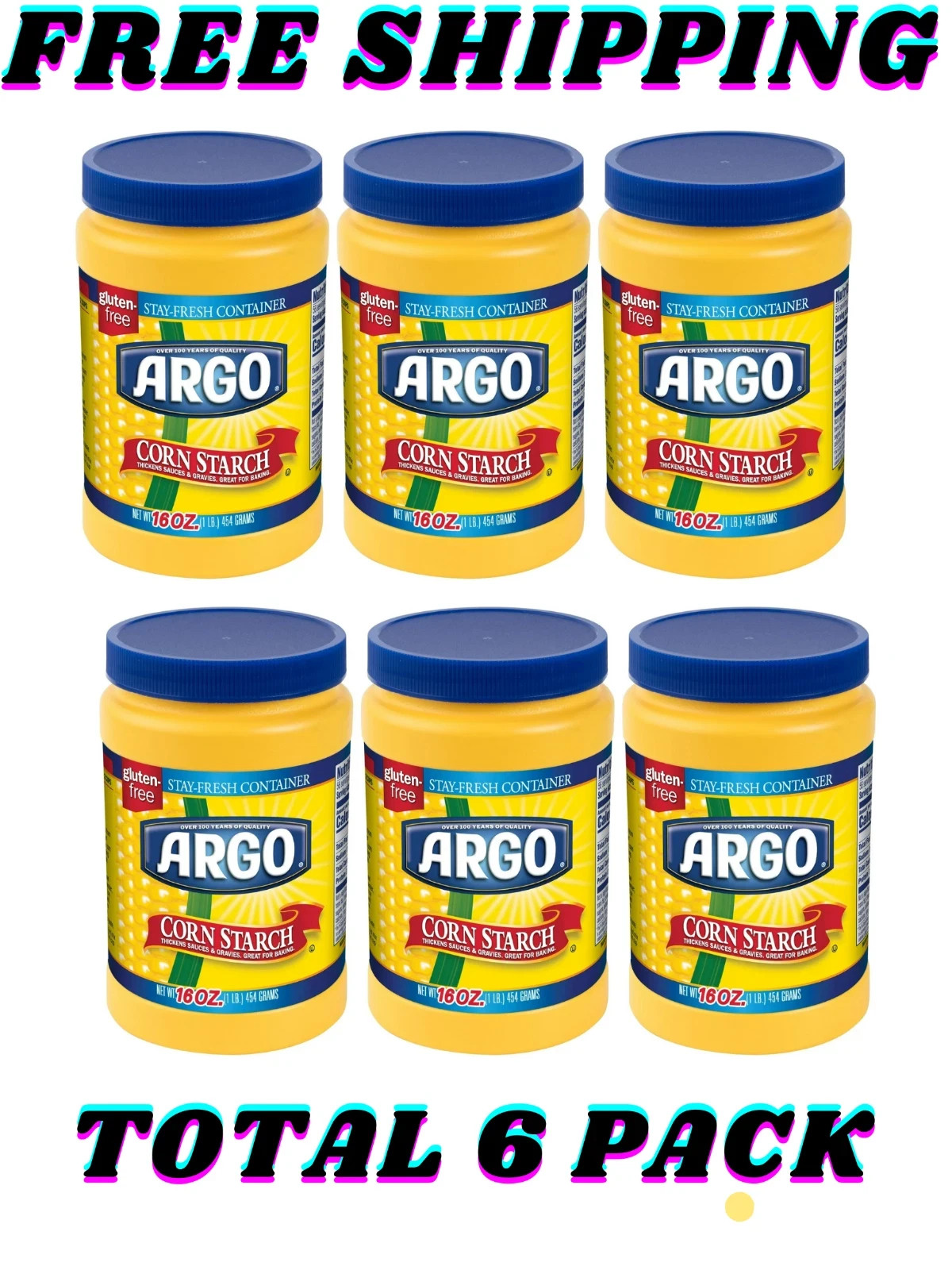 Argo Gluten-Free Corn Starch Thickener, 16 oz (total 6 pack)