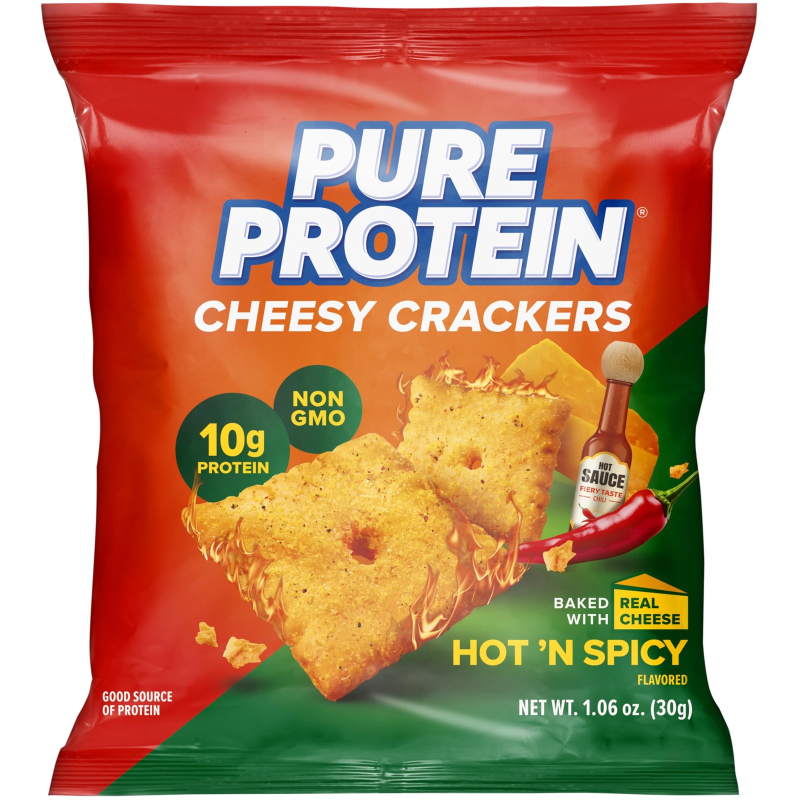 Pure Protein Cheesy Crackers, Hot and Spicy, High 12 count (1.34 ounce)