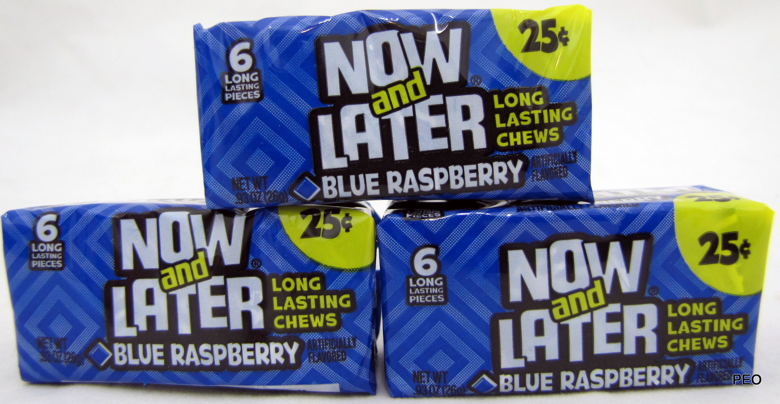 Now and Later Blue Raspberry Candy Chews 6-pc 24 Count Bars Candies Bulk Taffy