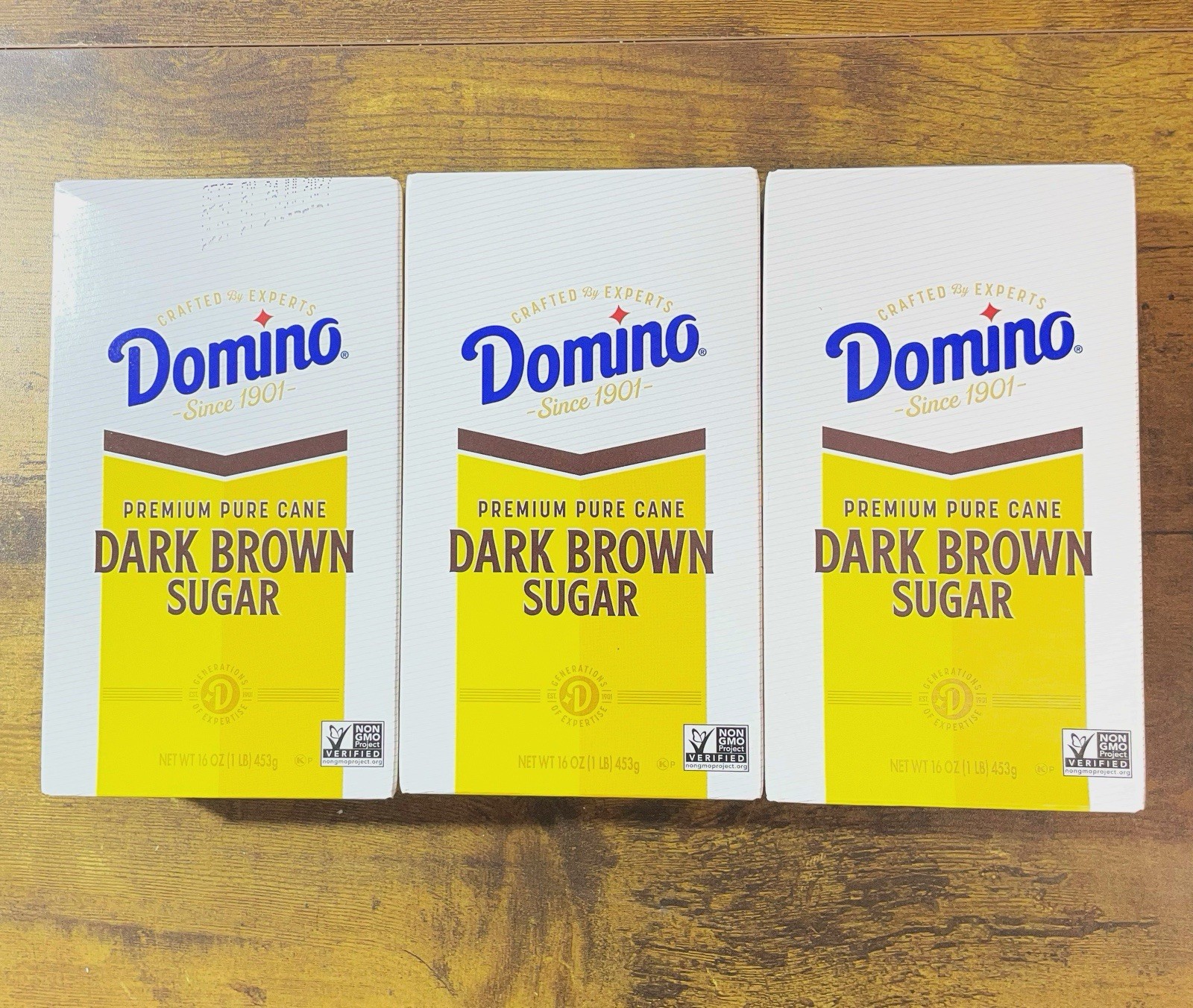 Domino Premium Pure Cane Dark Brown Sugar 1Lb New Sealed 3 Boxes