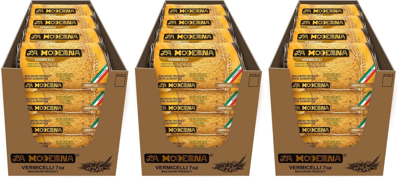 LA MODERNA, Vermicelli, Pasta, Hecha con Sémola de 140 Ounce (Pack of 3)