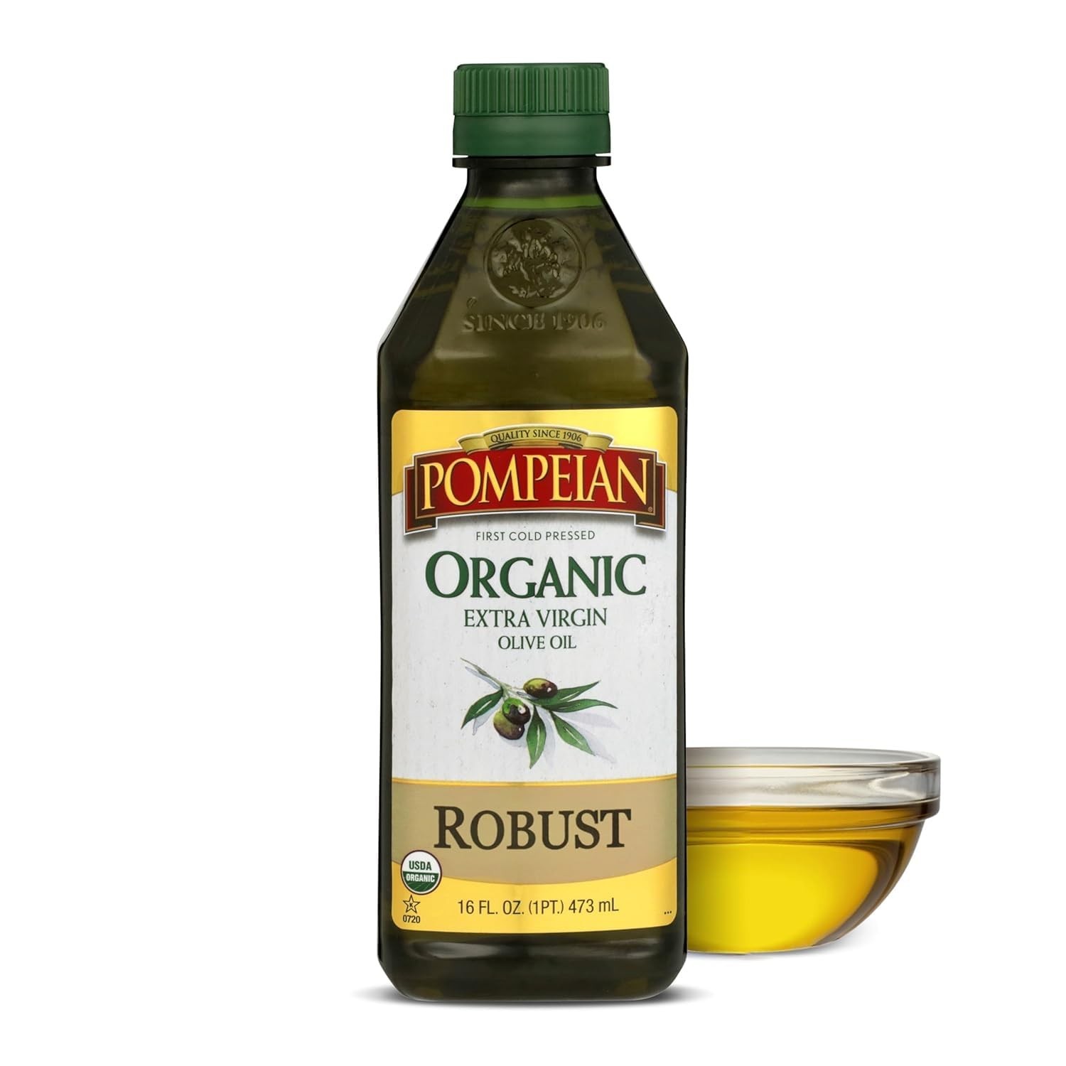 Organic EVOO Extra Virgin Olive Oil Robust Cold Pressed Polyphenols 16oz Bottle