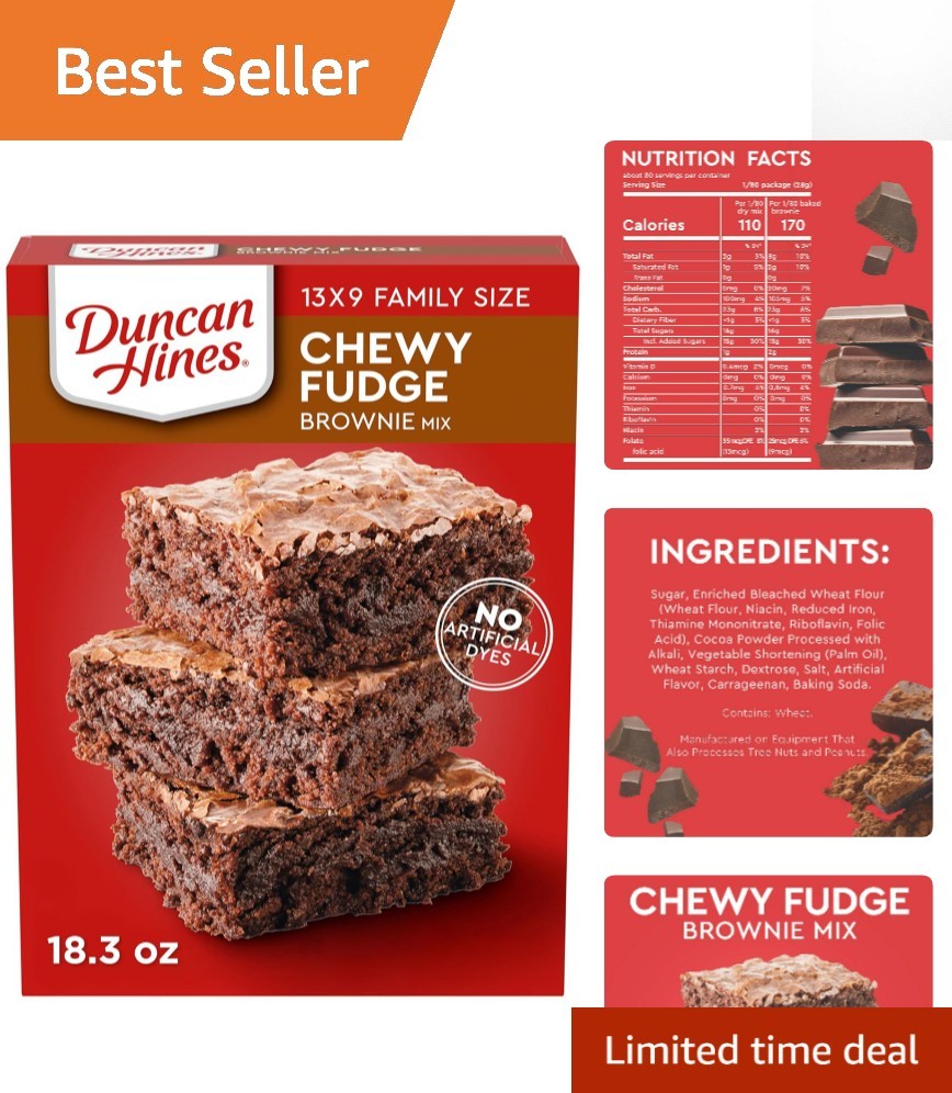 Easy to Make Chewy Fudge Brownie Mix by Duncan Hines, 18.3 oz – Perfect Dessert