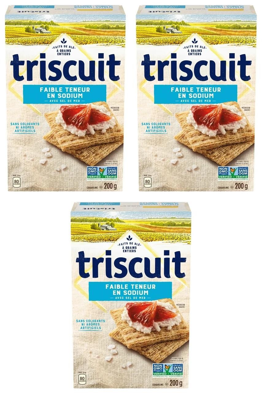 Triscuit Low Sodium Snacking Crackers, 200g (3 Pack)