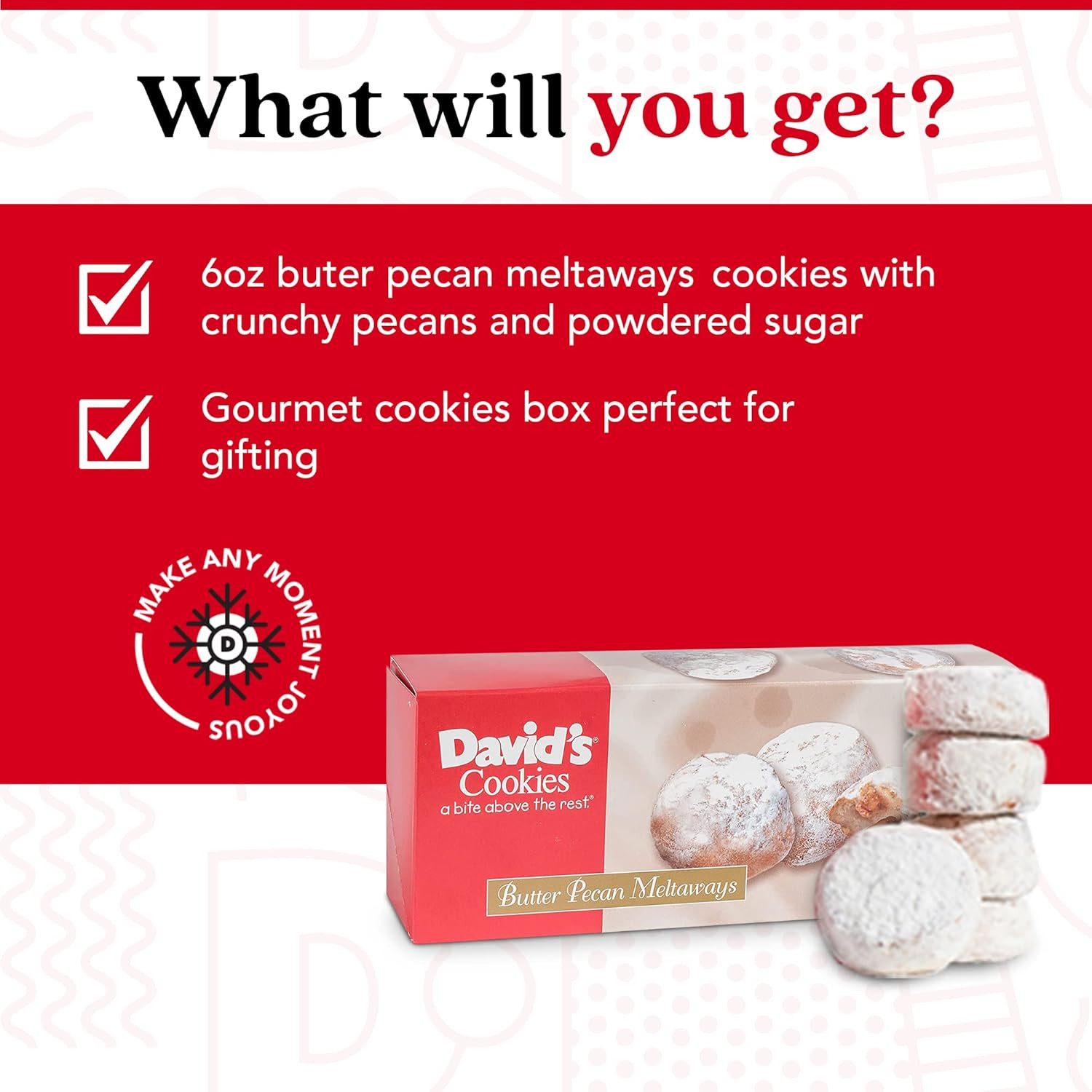 David’S Cookies Gourmet Butter Pecan Meltaway Singles – Gourmet Cookie Snacks wi