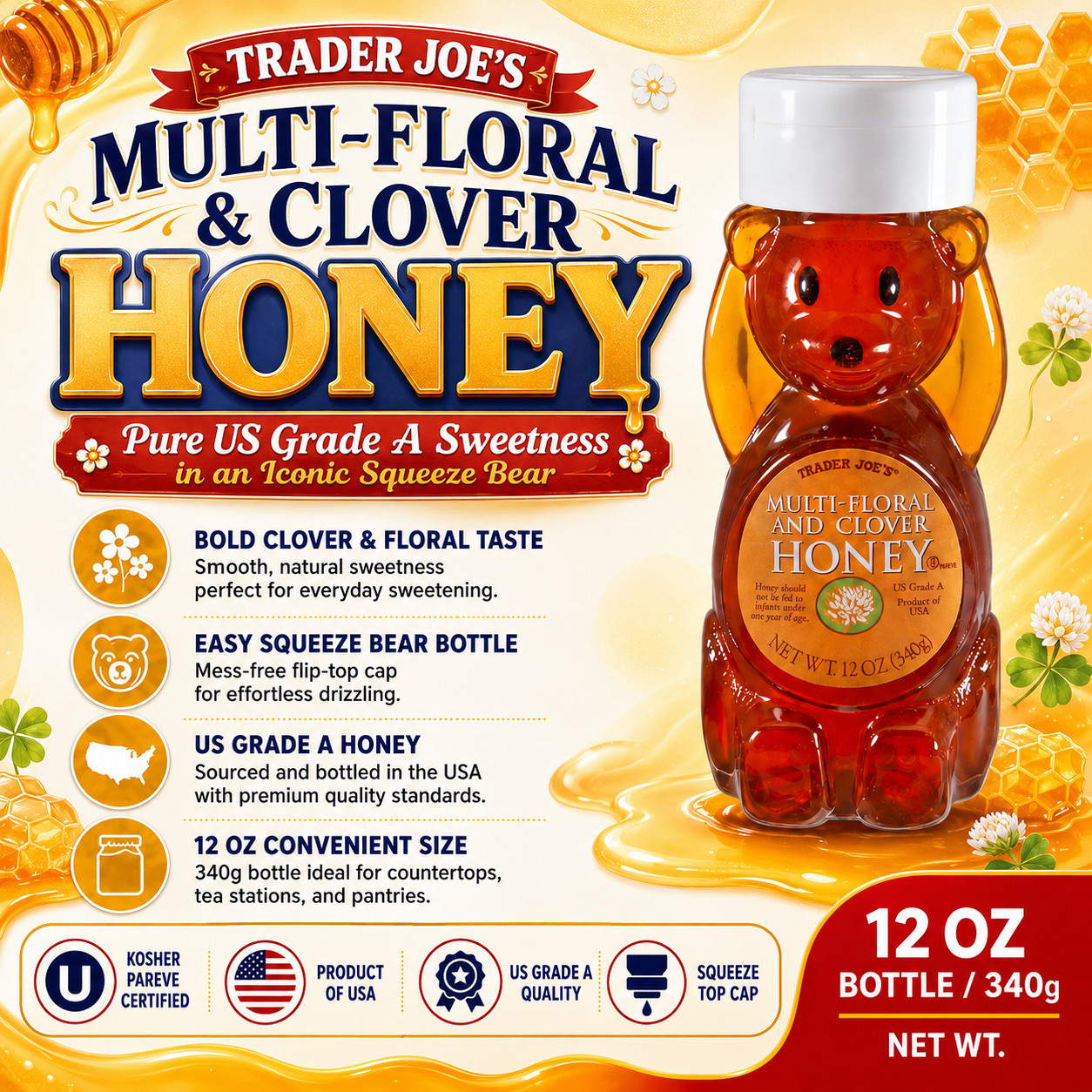 Trader Joe’s Multi-Floral and Clover Honey 12 oz
