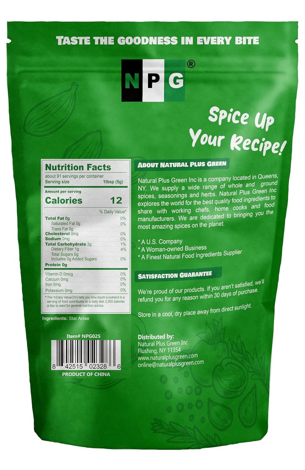NPG Star Anise Seed Whole 16 Oz, 100% Natural Chinese Anise Star Pods Spice