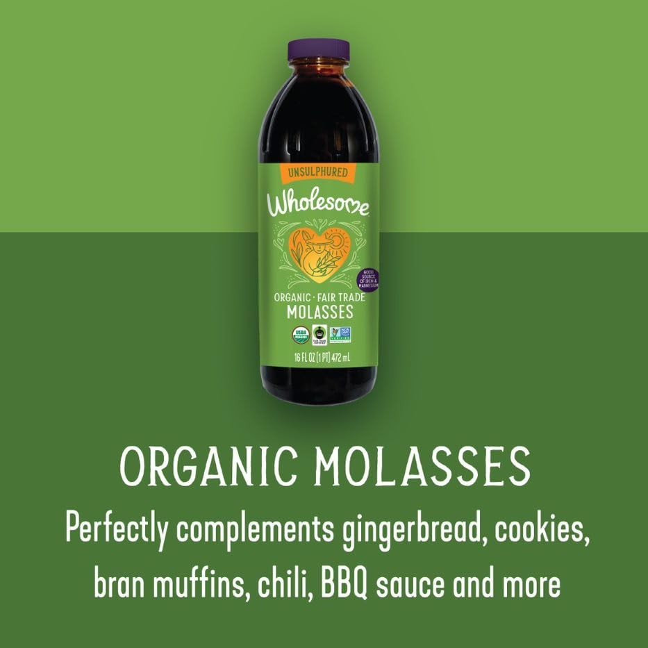 Organic Blackstrap Molasses 16oz Natural Unsulfured Sweetener Baking 1 Pack