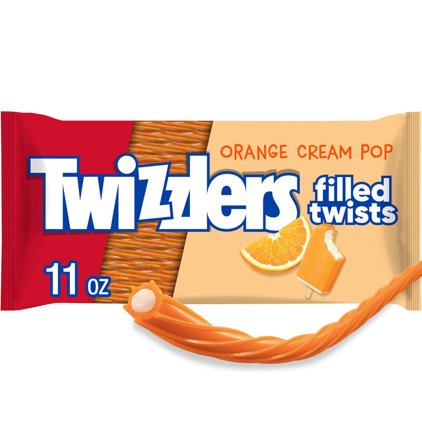 TWIZZLERS Filled Twists Orange Cream Pop Candy Bags, 11 oz (12 Count)