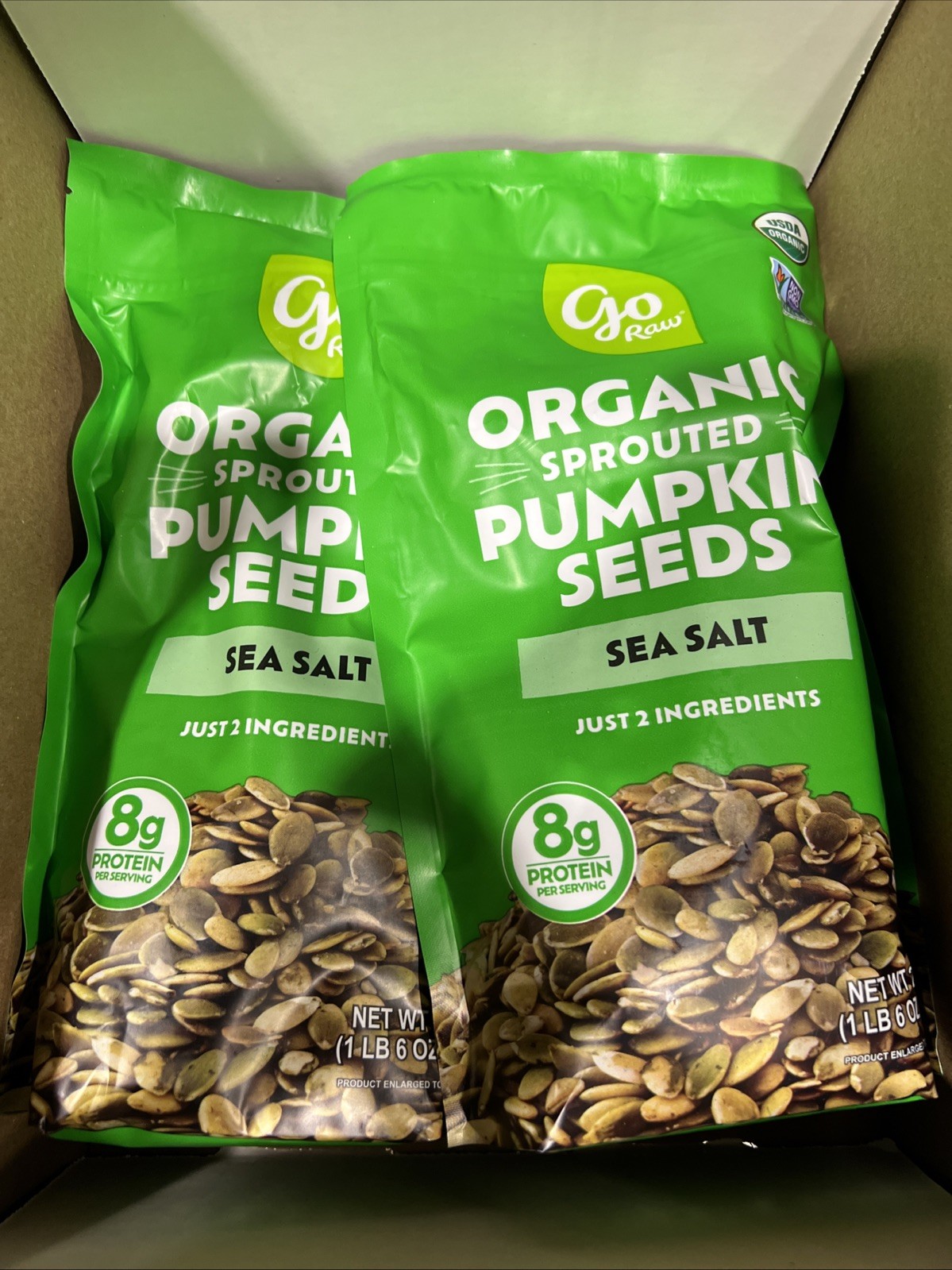 2-Packs Go Raw Organic Sprouted Pumpkin Seeds with Sea Salt – 22 Oz Each Bag