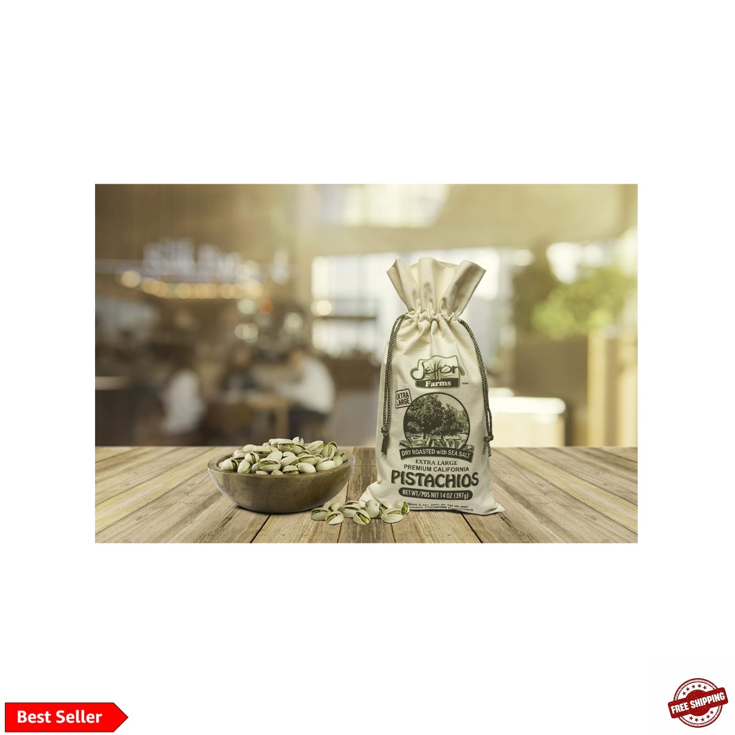 California Pistachios Dry Roasted with Sea Salt Burlap Large Gift Bag| 14 Ounce