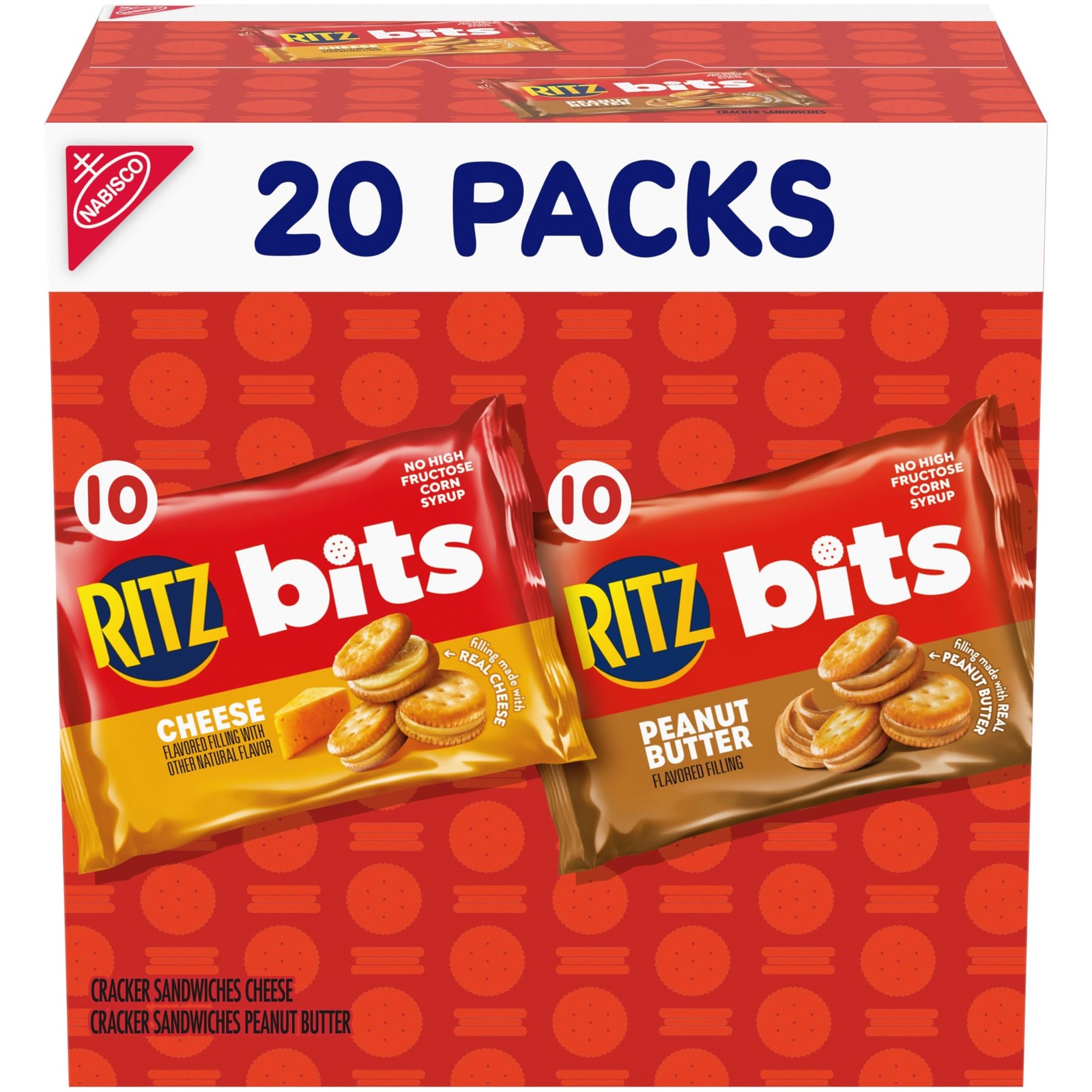 RITZ Bits Peanut Butter and Cheese Sandwich 20 Count (Pack of 4)