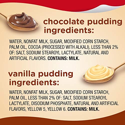 Snack Pack Chocolate and Vanilla Pudding Cups 3.25 Ounce (Pack of 12), Yellow