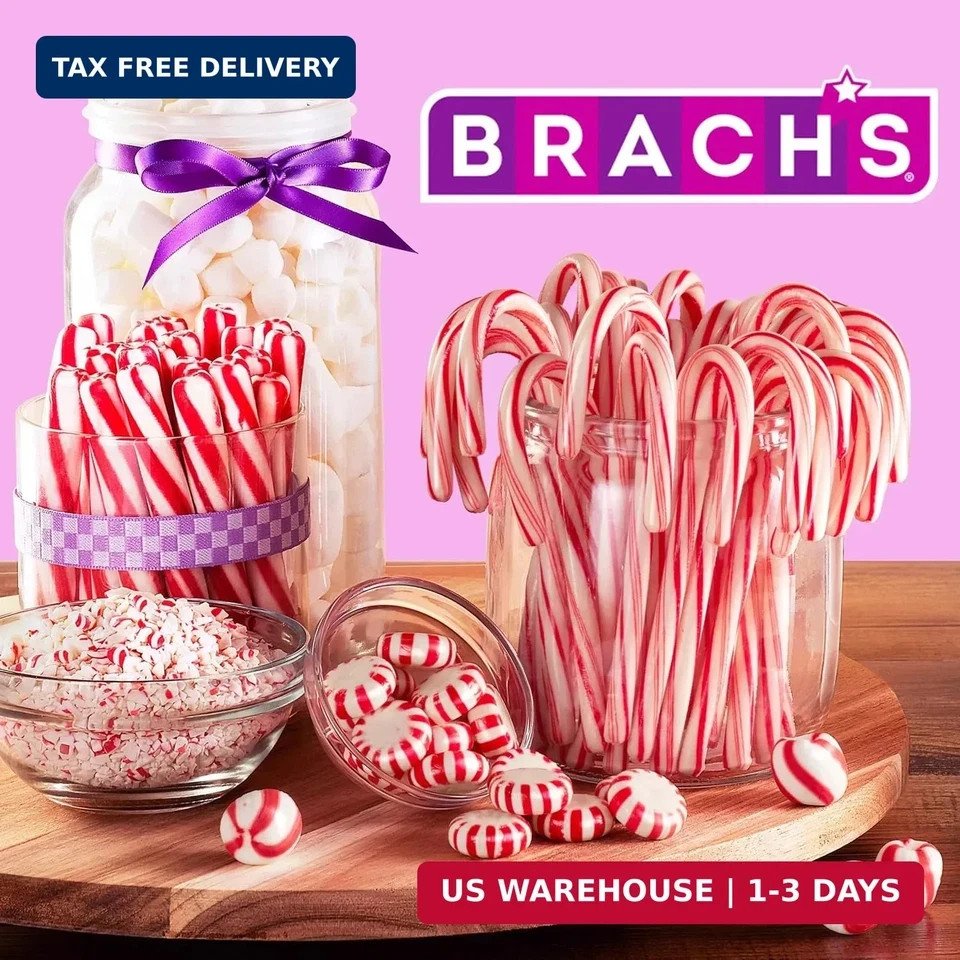 Brach’s Bobs Sweet Stripes Soft Peppermint Candy, Wrapped Pieces, 3.9 lb
