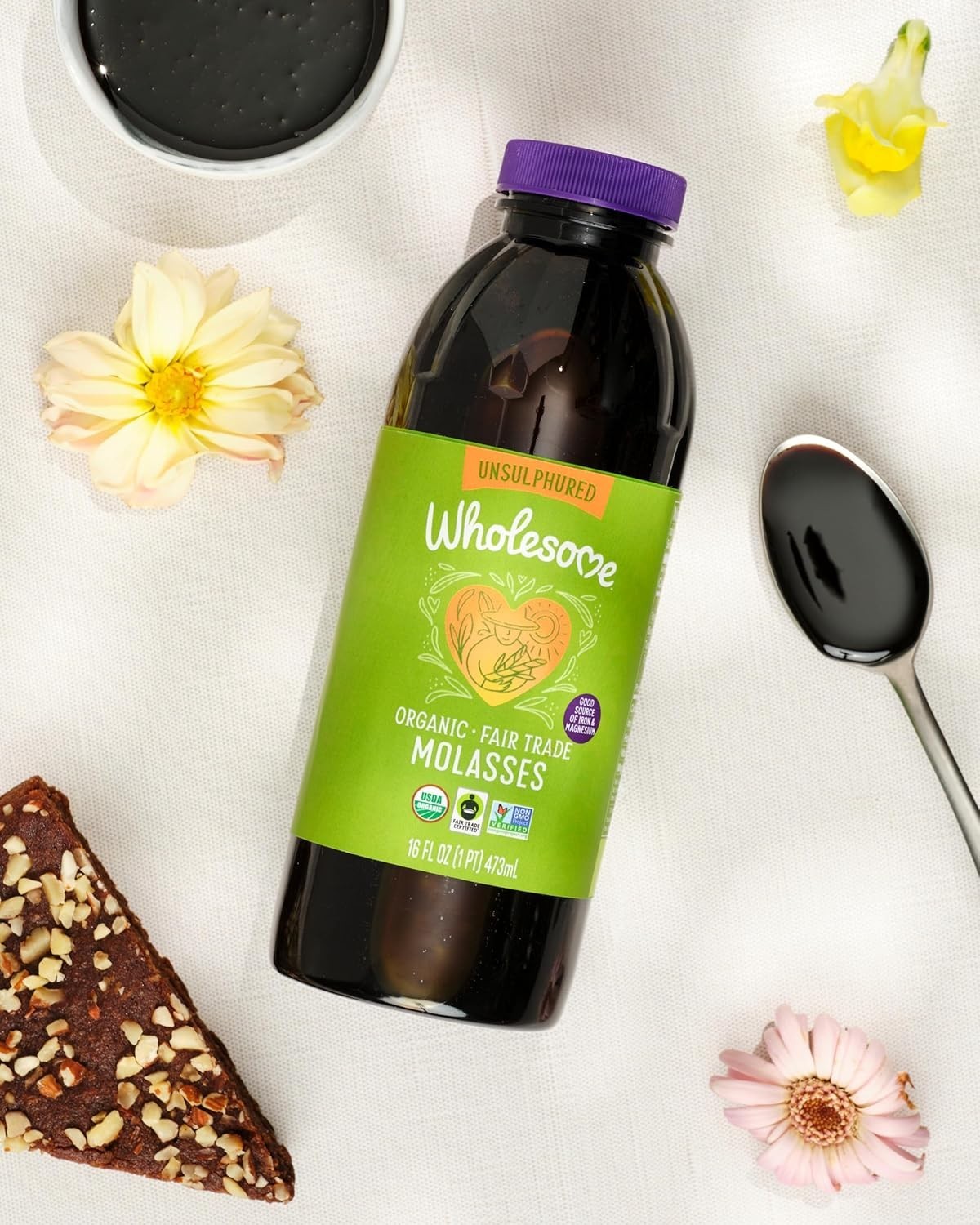 Organic Blackstrap Molasses 16oz Natural Unsulfured Sweetener Baking 1 Pack